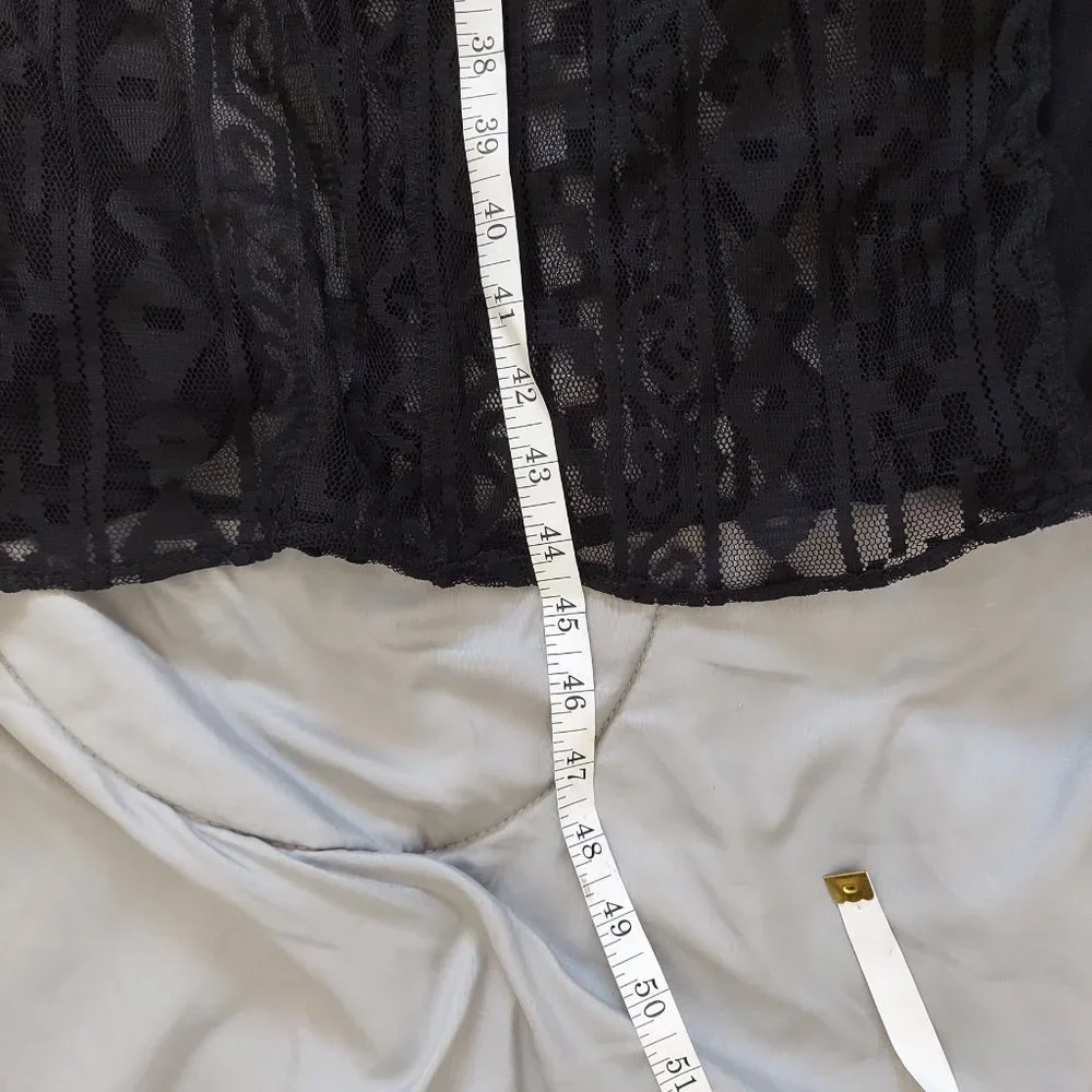 Luxxel Floor length Body Con Low cut, Sheer Evening Gown, Black, Small - Picture 16 of 16